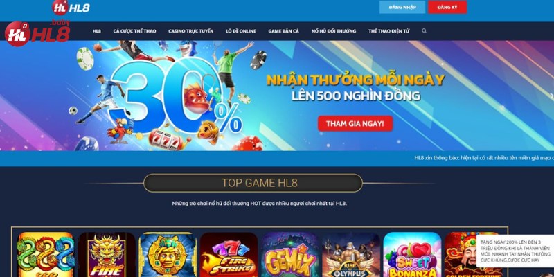 Trải nghiệm đăng nhập hl8 tại HL8